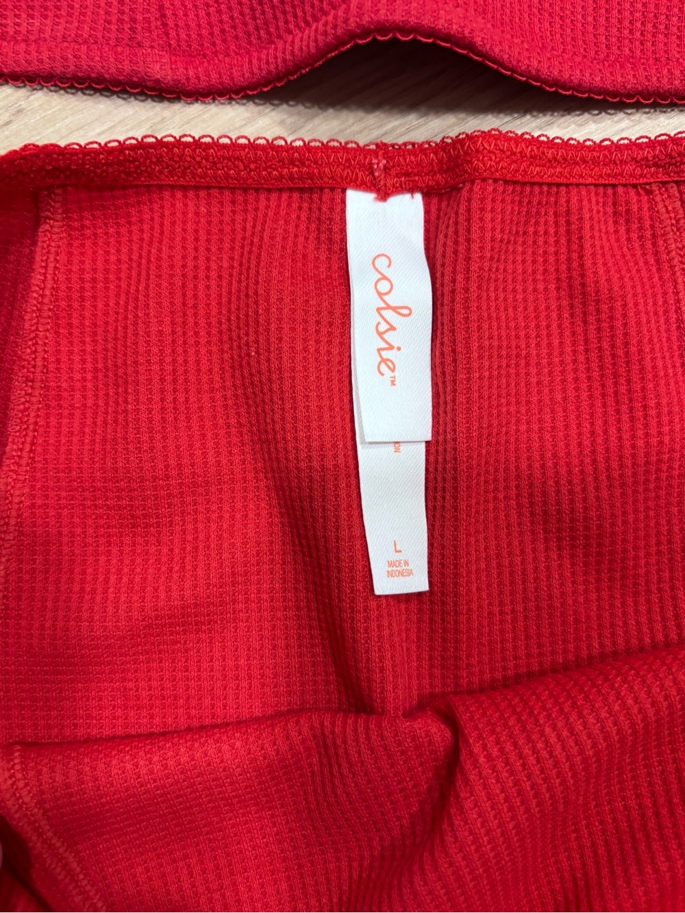Colsie / target 2 pc Red Lace-Trim Cami and Short Sleep Set waffle knit  Sz L - Picture 5 of 5